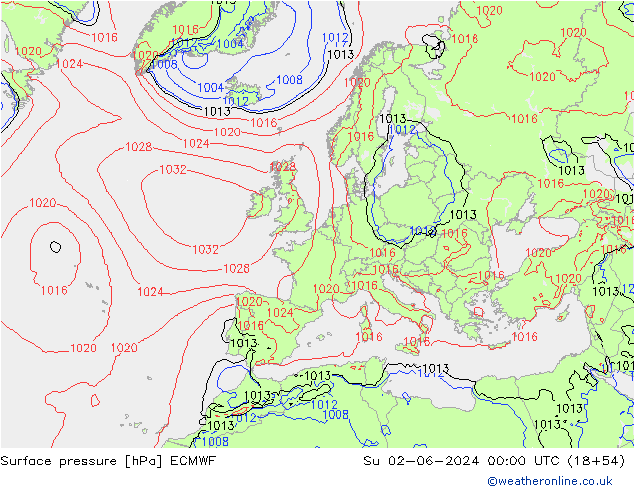 Bodendruck ECMWF So 02.06.2024 00 UTC