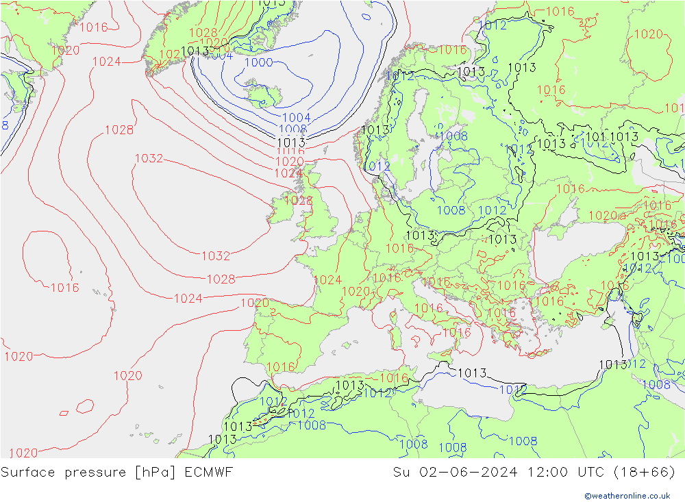 Surface pressure ECMWF Su 02.06.2024 12 UTC