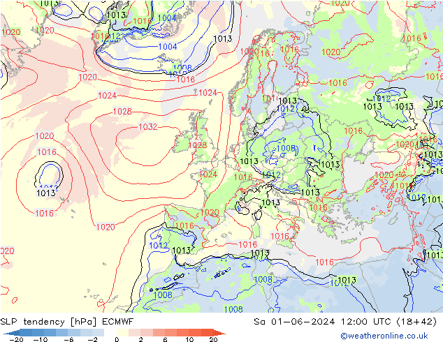тенденция давления ECMWF сб 01.06.2024 12 UTC