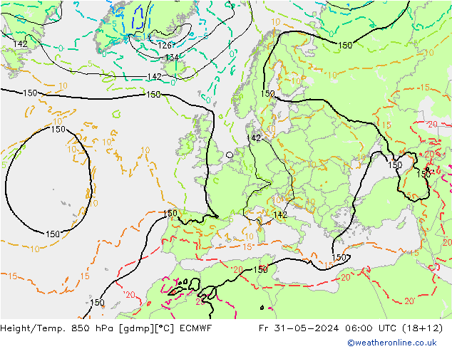 Yükseklik/Sıc. 850 hPa ECMWF Cu 31.05.2024 06 UTC