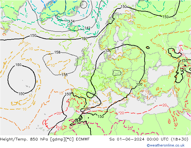 Yükseklik/Sıc. 850 hPa ECMWF Cts 01.06.2024 00 UTC