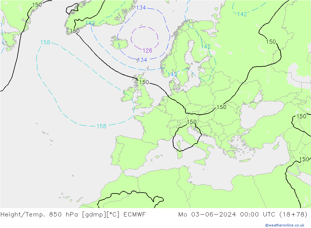 Z500/Rain (+SLP)/Z850 ECMWF Mo 03.06.2024 00 UTC