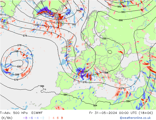 T-Adv. 500 hPa ECMWF Cu 31.05.2024 00 UTC