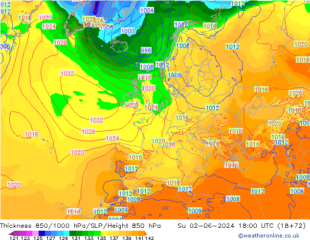 Thck 850-1000 hPa ECMWF dom 02.06.2024 18 UTC