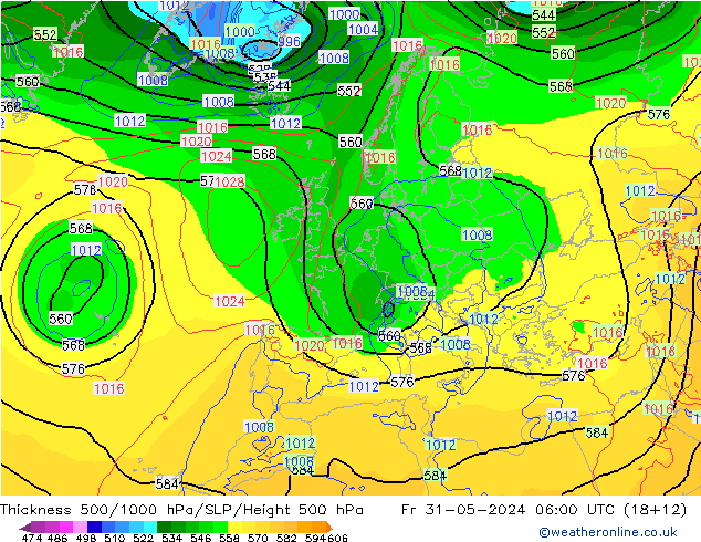 Thck 500-1000hPa ECMWF Fr 31.05.2024 06 UTC