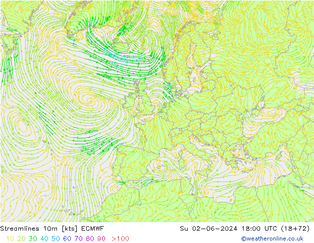 Linha de corrente 10m ECMWF Dom 02.06.2024 18 UTC