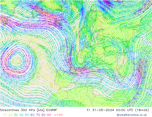 风 300 hPa ECMWF 星期五 31.05.2024 00 UTC