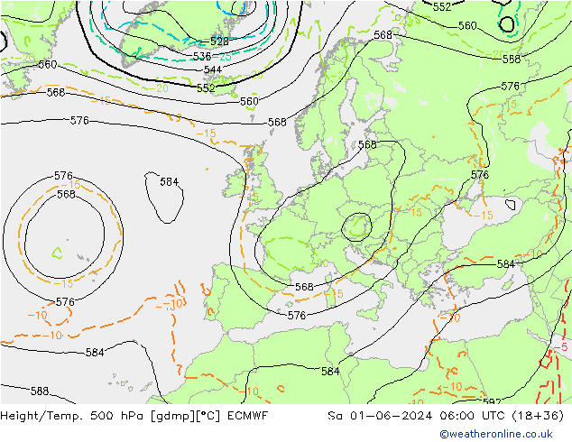 Z500/Rain (+SLP)/Z850 ECMWF so. 01.06.2024 06 UTC