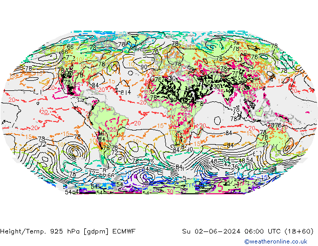 Height/Temp. 925 hPa ECMWF  02.06.2024 06 UTC