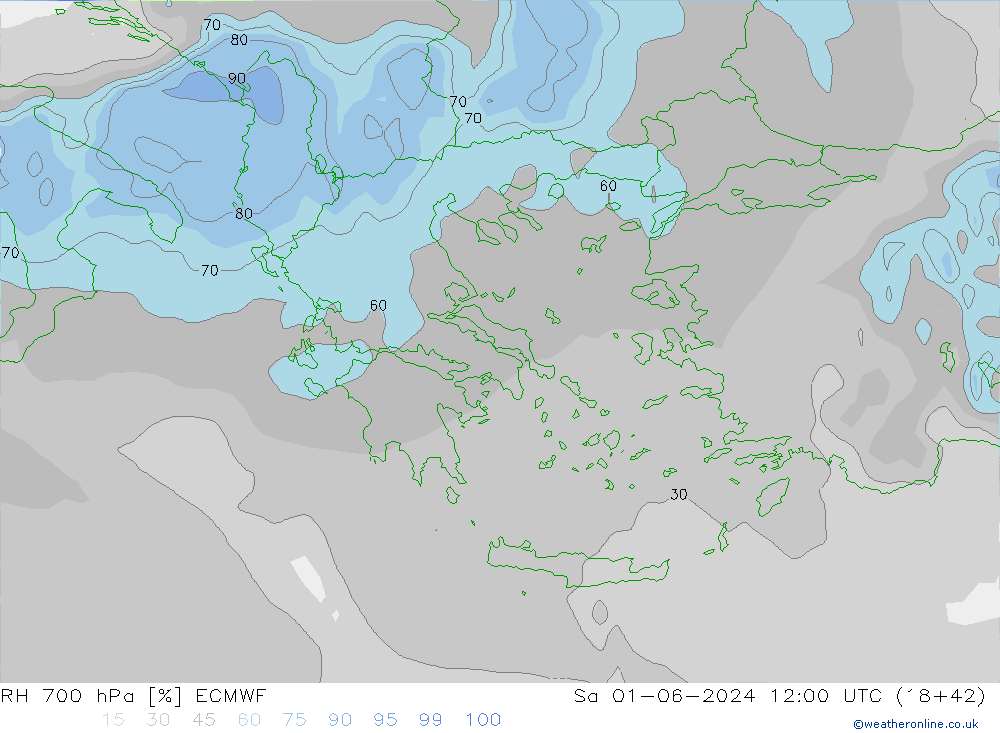 RH 700 hPa ECMWF  01.06.2024 12 UTC