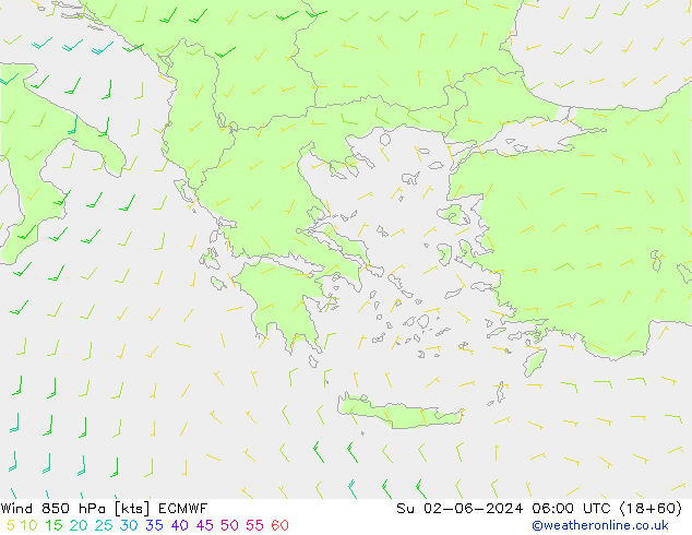 ветер 850 гПа ECMWF Вс 02.06.2024 06 UTC