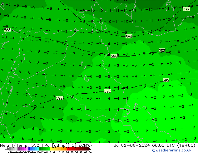 Z500/Rain (+SLP)/Z850 ECMWF Su 02.06.2024 06 UTC