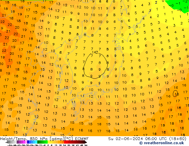 Z500/Rain (+SLP)/Z850 ECMWF Su 02.06.2024 06 UTC