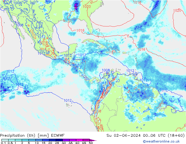 Z500/Rain (+SLP)/Z850 ECMWF Вс 02.06.2024 06 UTC