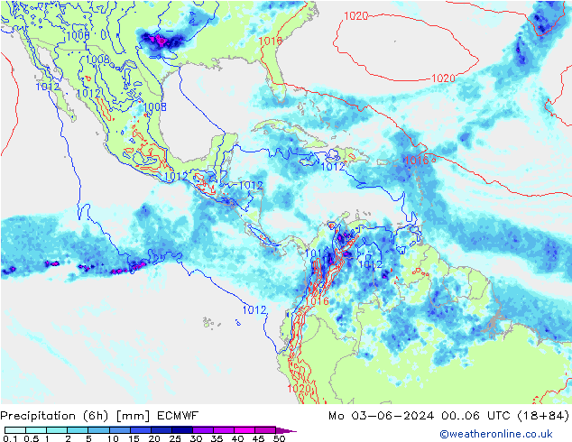 Z500/Rain (+SLP)/Z850 ECMWF Po 03.06.2024 06 UTC