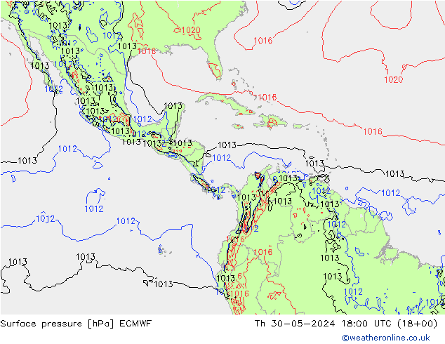 ciśnienie ECMWF czw. 30.05.2024 18 UTC
