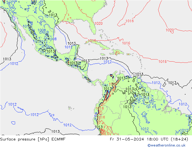 Luchtdruk (Grond) ECMWF vr 31.05.2024 18 UTC