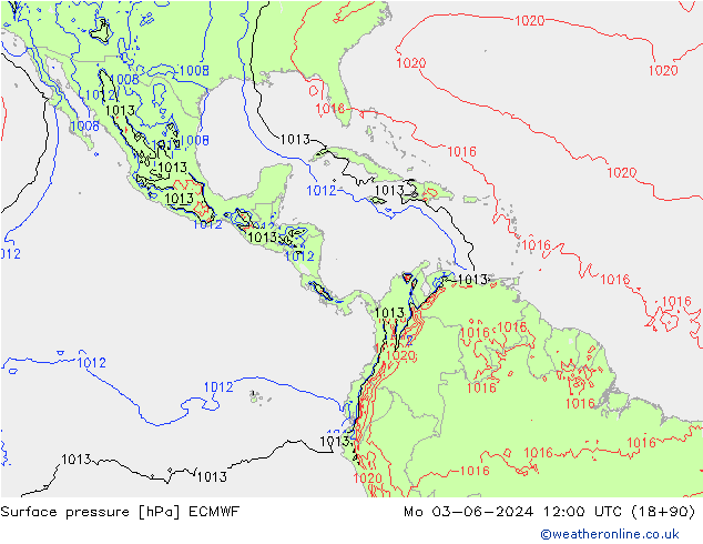 приземное давление ECMWF пн 03.06.2024 12 UTC