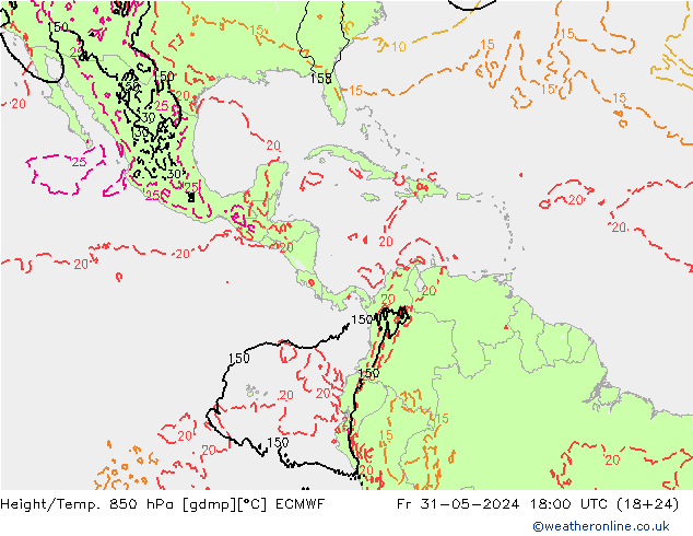 Height/Temp. 850 hPa ECMWF Fr 31.05.2024 18 UTC