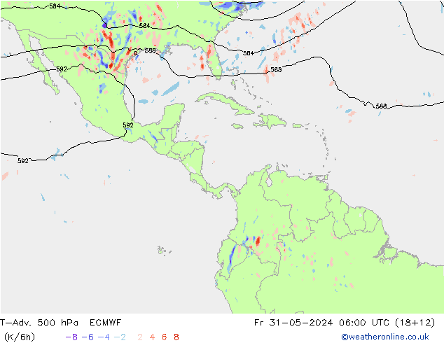 T-Adv. 500 гПа ECMWF пт 31.05.2024 06 UTC