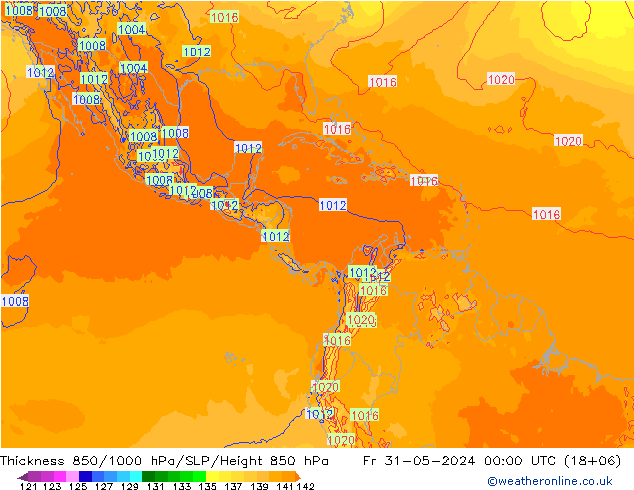 Thck 850-1000 гПа ECMWF пт 31.05.2024 00 UTC