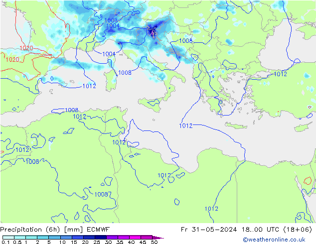 Z500/Regen(+SLP)/Z850 ECMWF vr 31.05.2024 00 UTC