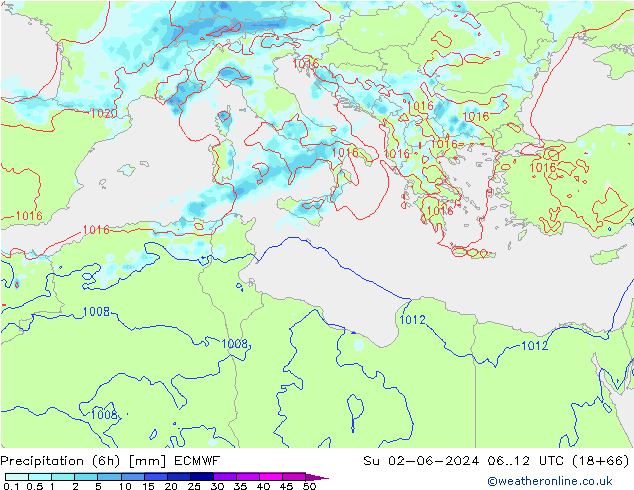 Z500/Rain (+SLP)/Z850 ECMWF dom 02.06.2024 12 UTC