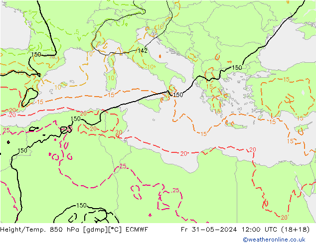 Z500/Rain (+SLP)/Z850 ECMWF пт 31.05.2024 12 UTC