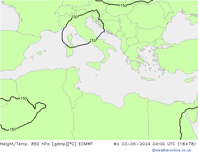 Z500/Rain (+SLP)/Z850 ECMWF Seg 03.06.2024 00 UTC