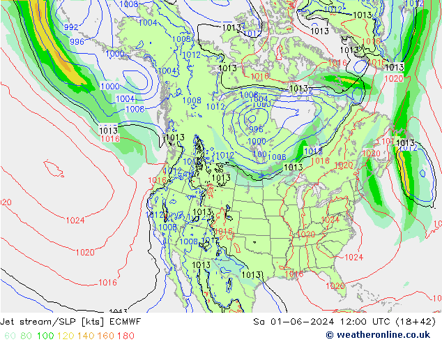 Jet stream ECMWF Sáb 01.06.2024 12 UTC