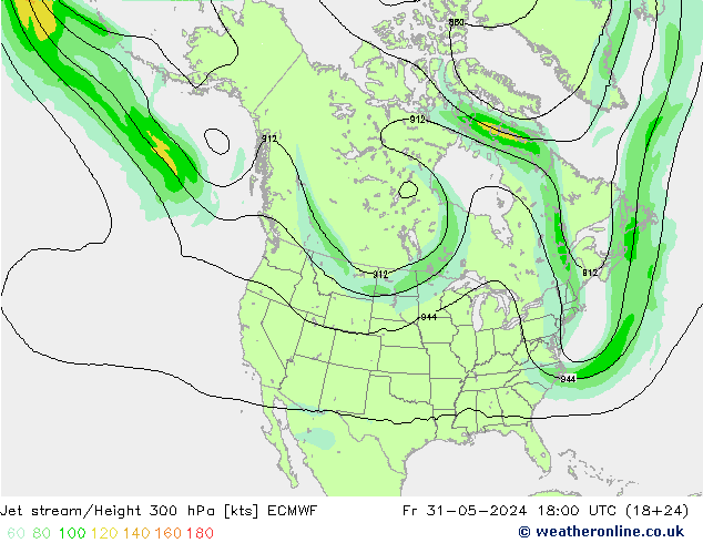 Jet stream/Height 300 hPa ECMWF Fr 31.05.2024 18 UTC