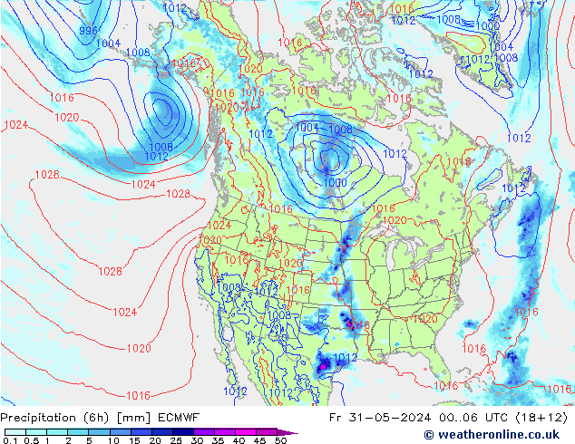 Z500/Rain (+SLP)/Z850 ECMWF Fr 31.05.2024 06 UTC