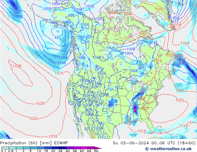 Z500/Rain (+SLP)/Z850 ECMWF So 02.06.2024 06 UTC