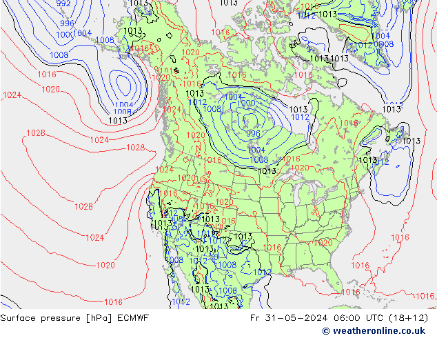 Bodendruck ECMWF Fr 31.05.2024 06 UTC