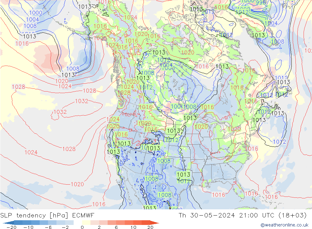 Drucktendenz ECMWF Do 30.05.2024 21 UTC