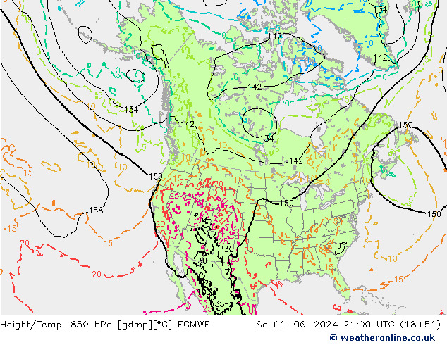 Height/Temp. 850 гПа ECMWF сб 01.06.2024 21 UTC