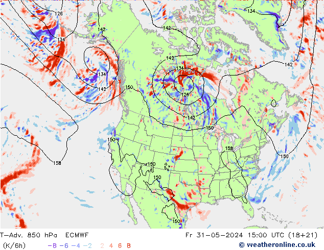 T-Adv. 850 hPa ECMWF Fr 31.05.2024 15 UTC