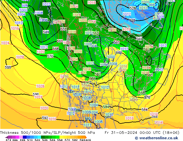 Schichtdicke 500-1000 hPa ECMWF Fr 31.05.2024 00 UTC