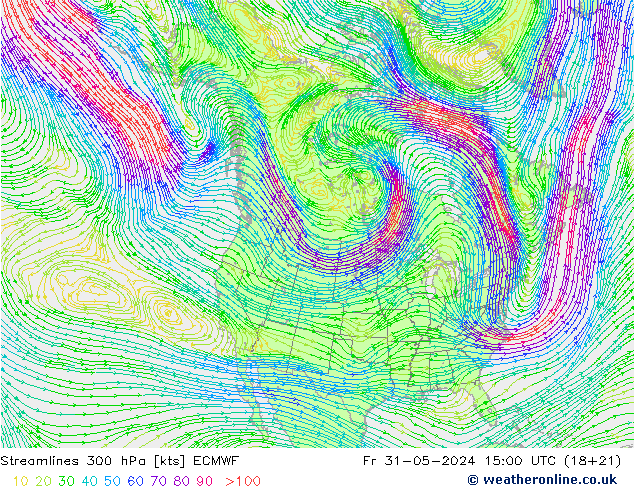 ветер 300 гПа ECMWF пт 31.05.2024 15 UTC