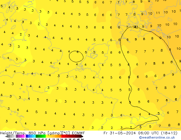 Z500/Rain (+SLP)/Z850 ECMWF Fr 31.05.2024 06 UTC