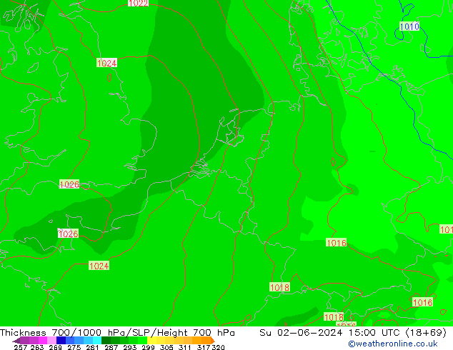 Thck 700-1000 hPa ECMWF Su 02.06.2024 15 UTC