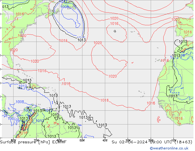 Surface pressure ECMWF Su 02.06.2024 09 UTC