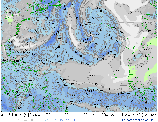 RH 850 hPa ECMWF So 01.06.2024 18 UTC