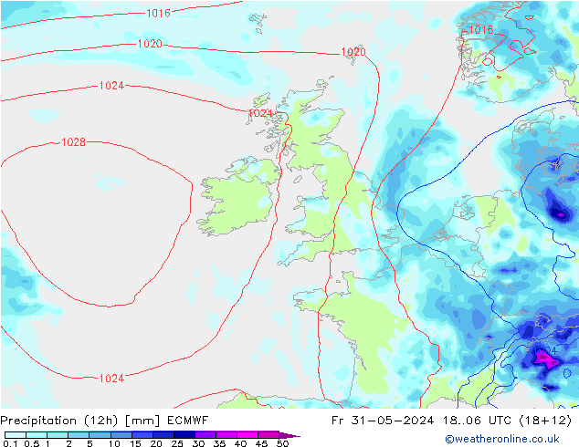 осадки (12h) ECMWF пт 31.05.2024 06 UTC