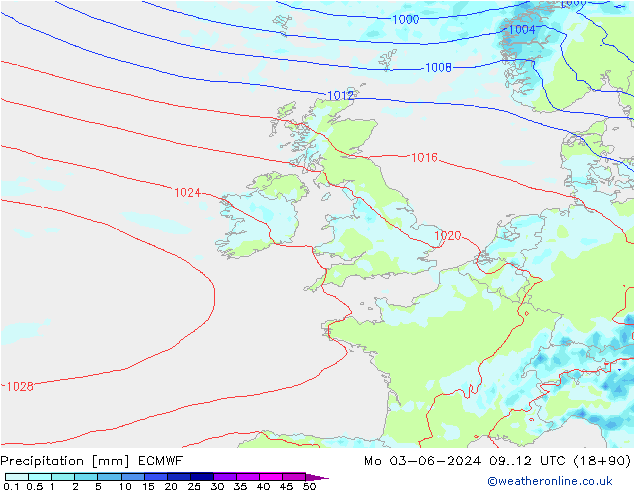 precipitação ECMWF Seg 03.06.2024 12 UTC