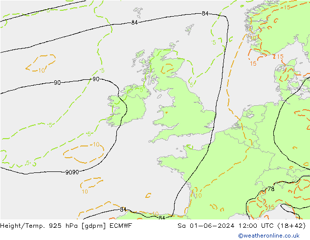 Height/Temp. 925 hPa ECMWF sab 01.06.2024 12 UTC