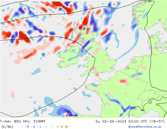 T-Adv. 850 hPa ECMWF Su 02.06.2024 03 UTC