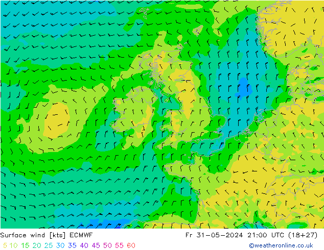 Bodenwind ECMWF Fr 31.05.2024 21 UTC