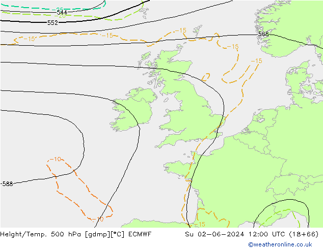 Z500/Regen(+SLP)/Z850 ECMWF zo 02.06.2024 12 UTC