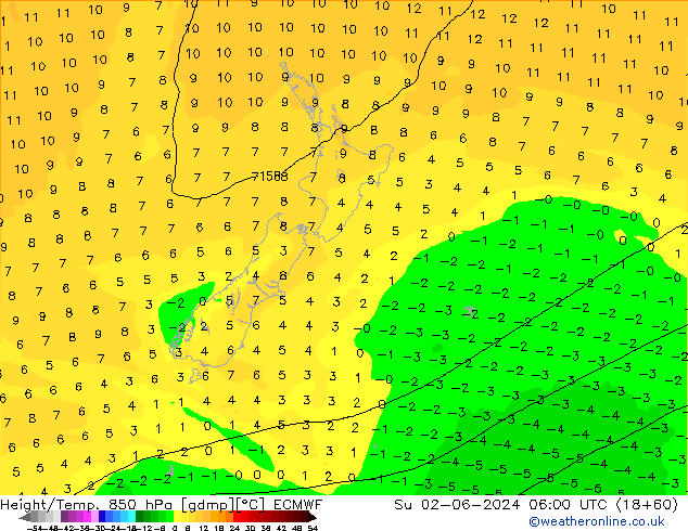 Z500/Rain (+SLP)/Z850 ECMWF So 02.06.2024 06 UTC